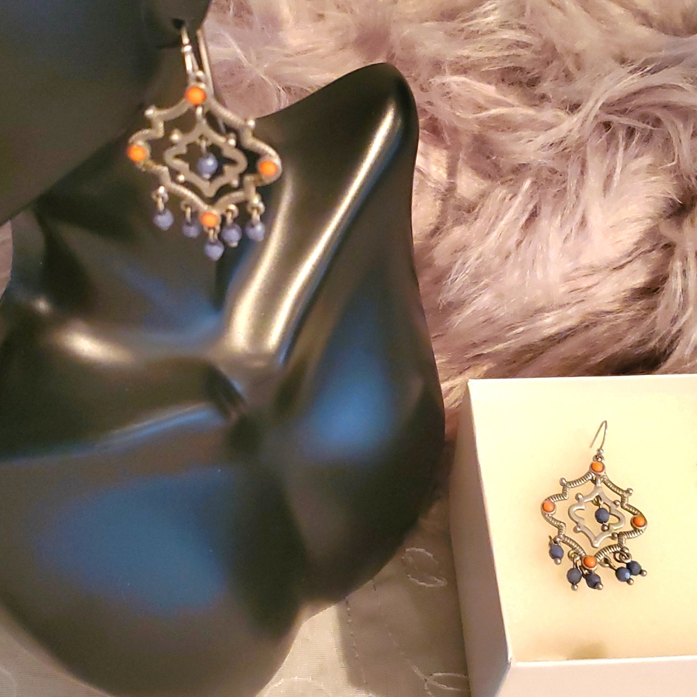 Lia Sophia Antique Silver/Orange/Blue earrings.